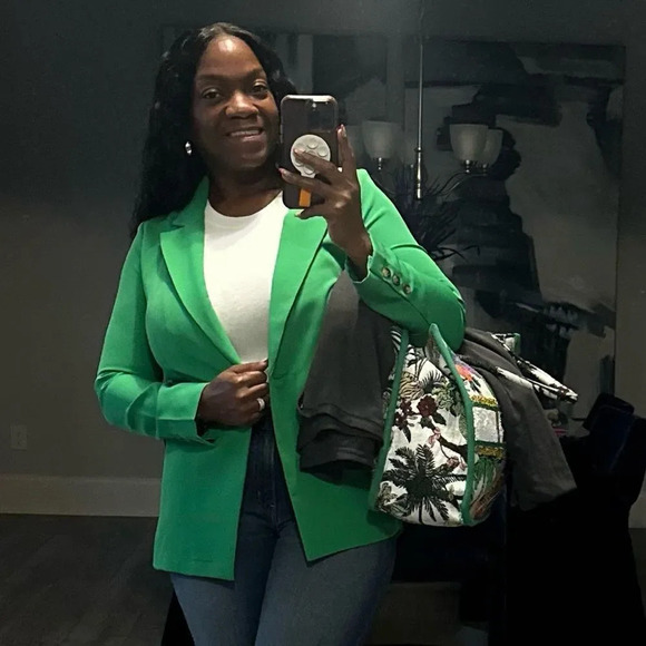 Soho Apparel Green One Button Blazer - Picture 1 of 8